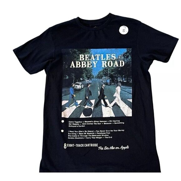 Apple Tops - Apple Abbey Road Beatles Women’s Graphic Black Short Sleeve Size Small NWT